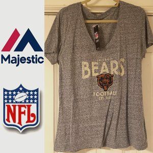 XL V-Neck Chicago Bears T-Shirt, Majestic/NFL